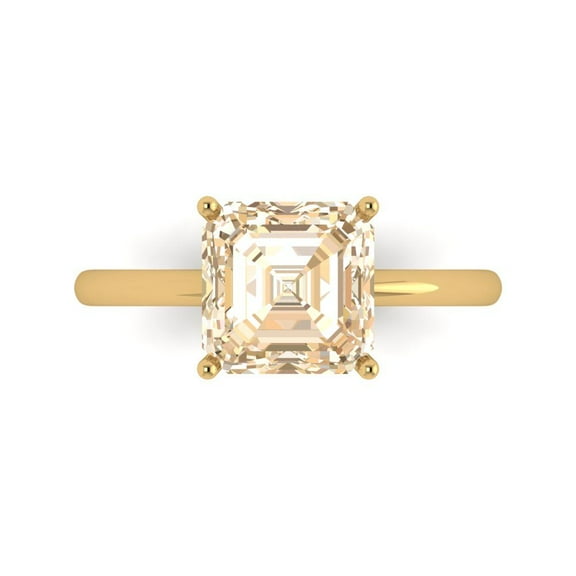 Solitaire Engagement Ring for Women - 2.5ct Natural Morganite in 14K Yellow Gold Promise Ring