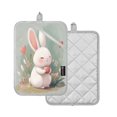 thumbnail image 2 of Two Pieces Of Square Heat Insulation Pad Oven Mitts 7x9.8 Inch Oven Microwave Kitchen Cooking Baking Lovely Cartoon Bunny, 2 of 7