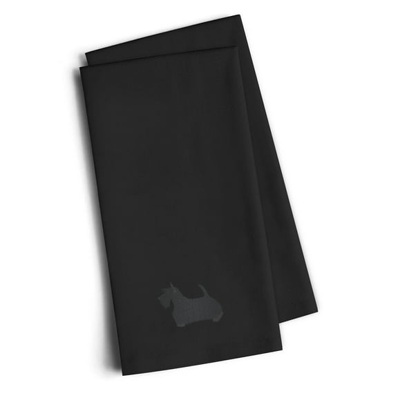 Scottish Terrier Black Embroidered Towel Set of 2