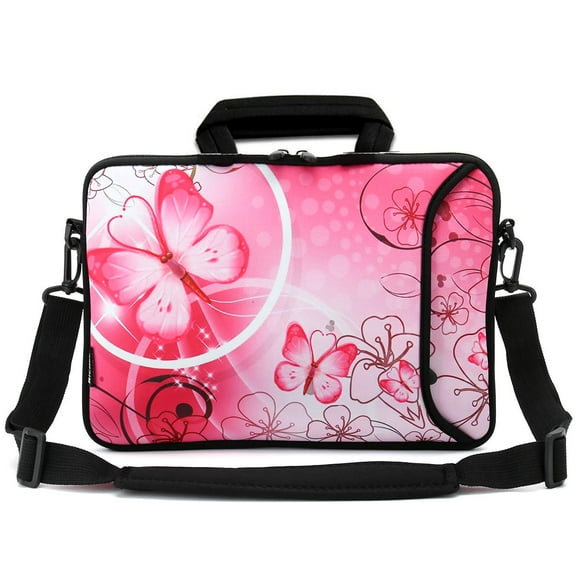 RICHEN 17 inch Laptop Shoulder Bag Carrying Case Computer PC Cover Pouch with Handle Fits 15.6/16/17/17.3/17.4 inch Laptop Notebook (16-17.3 inch, Pink Butterfly)