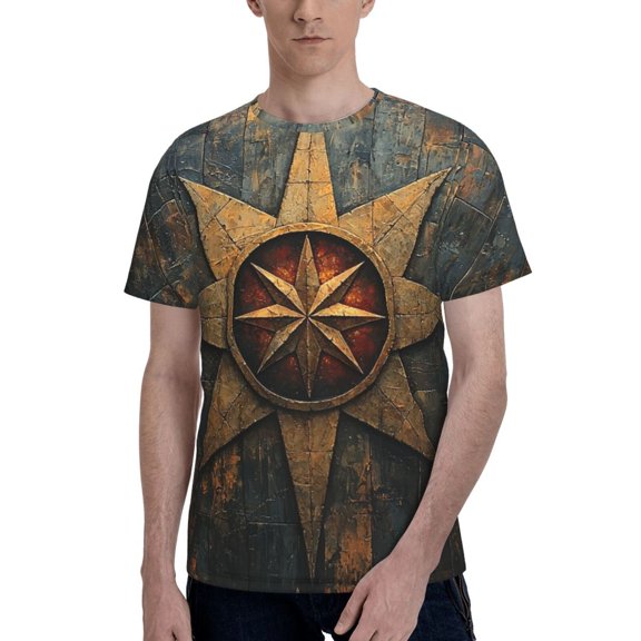 Men's 3D T-Shirt Casual Short Sleeve Funny Tee Tops, Magic Rune Stars