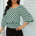 thumbnail image 6 of TMOYZQ Women's Crop Top Striped Crew Neck Short Sleeve Blouse Shirred Ruffle Peplum Blouse Tops, 6 of 9