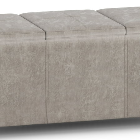 Simpli Home - Avalon Storage Ottoman - Distressed Grey Taupe
