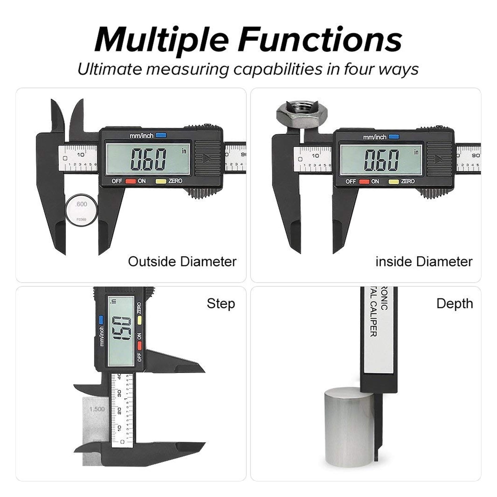 Digital Caliper 6 inch Electronic Vernier Caliper 100mm Calliper Micrometer Digital Ruler Measuring Tool 150mm 0.1mm ,Easy to Operate