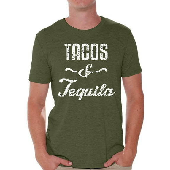 Awkward Styles Men's Tacos & Tequila Graphic T-shirt Tops Taco Mexican Drinking Party Gift