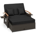 thumbnail image 2 of Costway Patio Rattan Daybed Set with Cushioned Loveseat & Storage Ottoman for Porch Black, 2 of 10