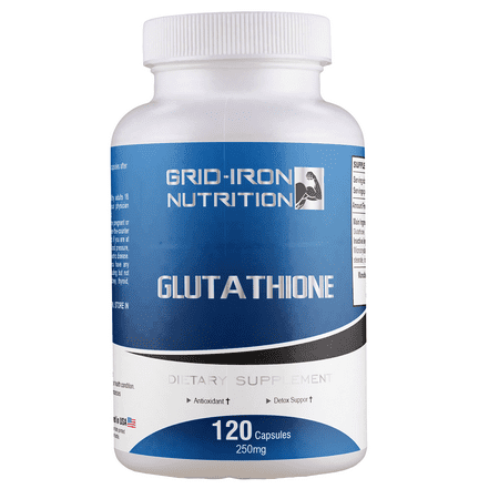 GridIron Nutrition Glutathione with Free Radical Neutralizer, Natural Supplement for Boost Immunity, Liver Support, and Brain Health with Glutamic Acid and Milk Thistle Extract - 250mg(120 caps)