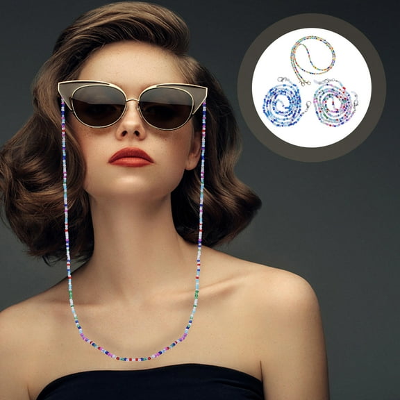 PAMINGONO 3Pcs Fashion Eyeglass Chains Assorted Alloy Plastic Bead Chains for Adults