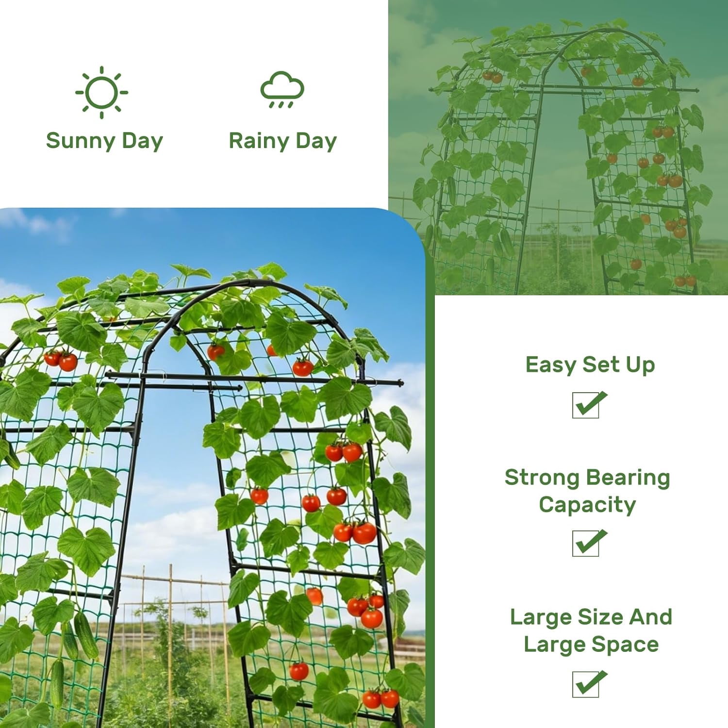 86 Inch Tall Garden Arch Trellis for Climbing Plants Outdoor,Tall Metal Garden Tunnel Trellises Archway for Climbing Vine、Vegetable、Fruit、Flower、Squash Arbors，Garden Arches Support Structure