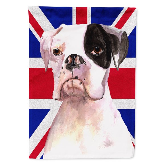 Boxer Cooper with English Union Jack British Flag Garden Flag
