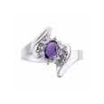thumbnail image 1 of Rylos Bague de Designer Florale avec Pierre Précieuse Ovale 6x4 mm et Diamants Étincelants en Argent Sterling - Bijou Améthyste Pierre de Naissance Taille 6, 1 of 7
