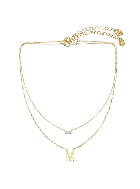 Time and Tru Women's Gold-Tone Initial Letter "M" Necklace Set, 2-Piece