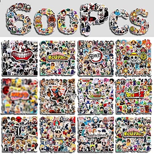Paquete mixto de pegatinas de anime, 600 piezas mezcladas co