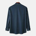 thumbnail image 4 of Top de camisa a rayas de manga larga con cuello levantado y bolsillo lateral único para otoño e invierno para hombre Pompotops oipoqjl50908, 4 of 9