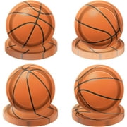80Pcs Basketball Party Plates Decorations - Including 9” Basketball Ball Plates Disposable Dinner Plates for Kids Basketball Fan Sports Event Basketball Theme Party Supplies