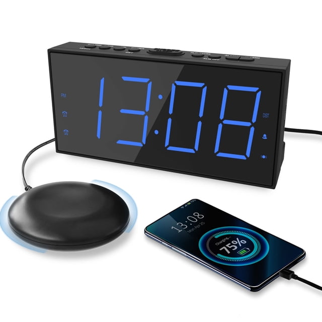 Reloj despertador Roxicosly Super Loud con agitador de cama y cargador USB