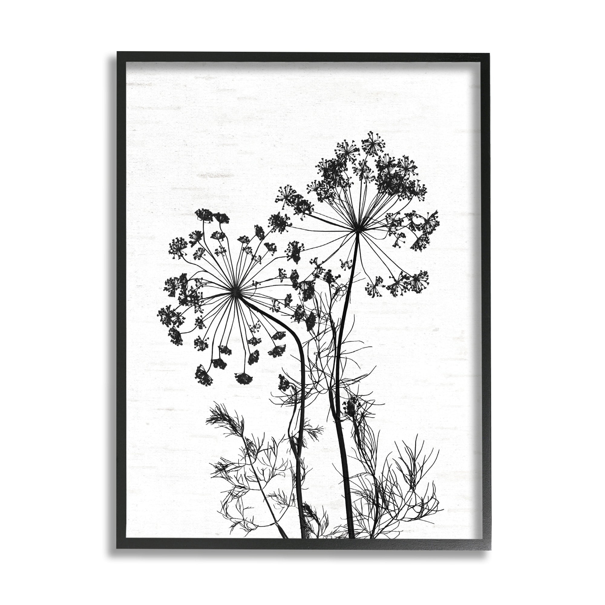 Stupell Industries Varied Botanical Herbs Casual Wildflower Birch Pattern Graphic Art Gray Framed Art Print Wall Art, Design by Lettered and Lined
