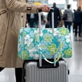thumbnail image 4 of Garronmavis Large Turquoise Floral Quilted Duffle Bag for Women, Weekender Overnight Bag Travel Carry On Tote with Zipper Pockets for Gym, Dance, Hospital Use, 4 of 7