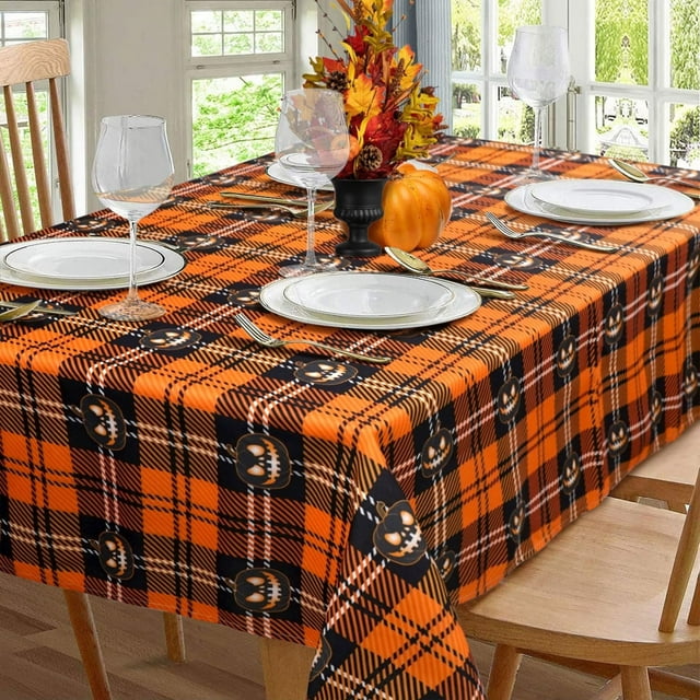 Halloween Tablecloth, Halloween Table Cloth Waterproof, Halloween Kitchen Table Decor for Dining Holiday Party 60x120 Inch Rectangle