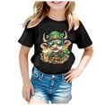 thumbnail image 4 of Shamrock Printed Kids Tops St Patricks Day Short Sleeve Round Neck T-Shirts Soft Cotton Casual Comfortable Spring Summer Boys Girls Apparel Black 6-7 Years, 4 of 4