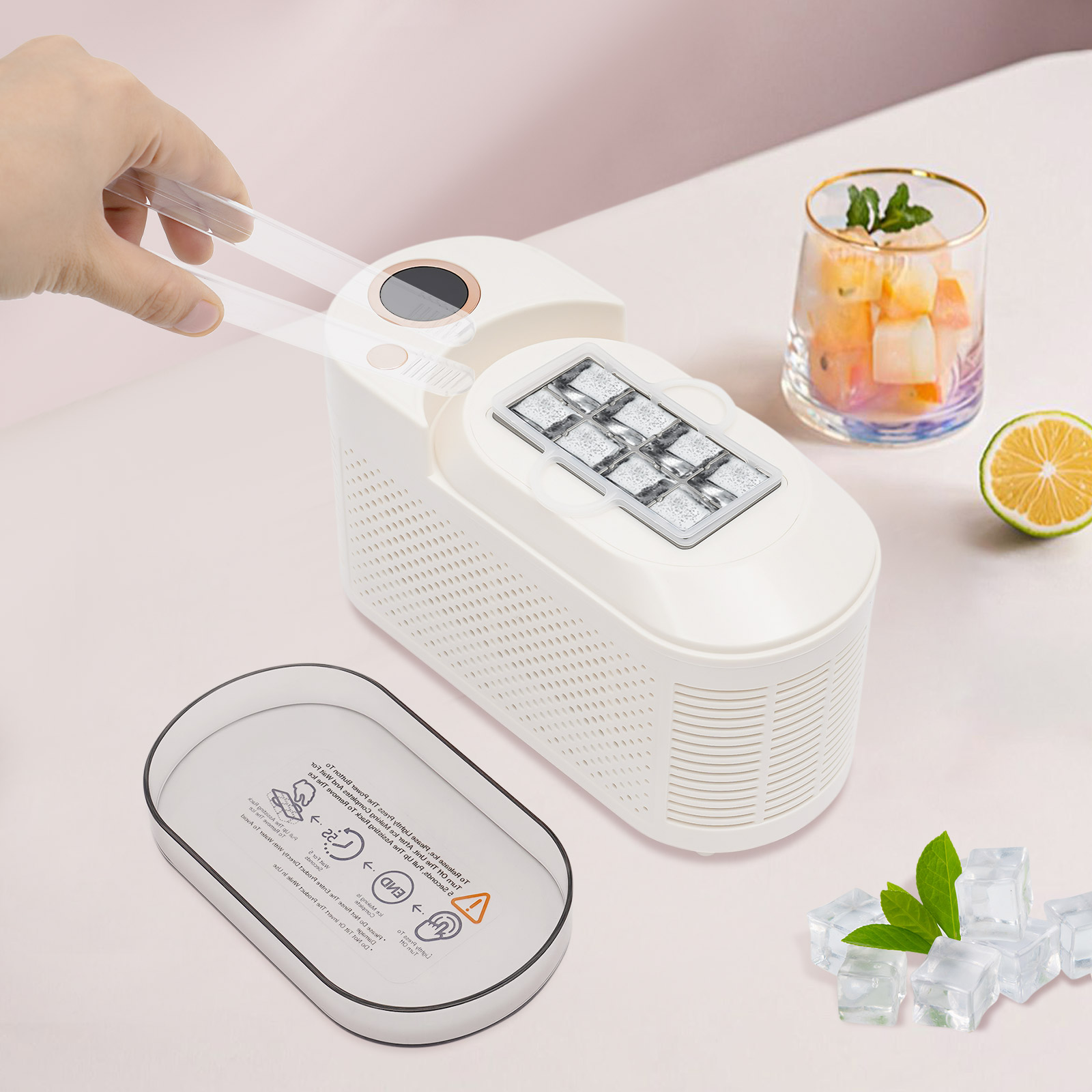 Modern Portable Compact Ice Maker For Car/Travel Mini Freezer 8 Cubes White 120W for Homes, Restaurants