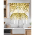 thumbnail image 2 of Yellow Eucalyptus Leaves Kitchen Curtain and Valance Set 3 Pieces,Rod Pocket Short Tier Curtains 24 Inch Length,Spring Floral Summer Botanical Swag Topper Small Window Treatment for Cafe Bathroom, 2 of 6