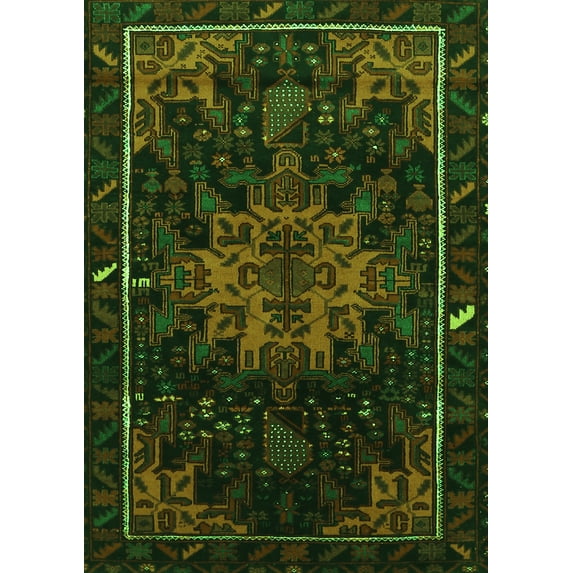 Ahgly Company Indoor Rectangle Persian Green Traditional Area Rugs, 4' x 6'