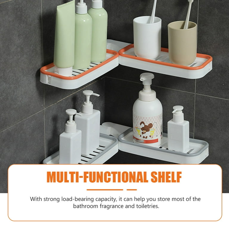 2 Pcs Silicone Bath Brush Storage Shelf Kitchen Cabinet Bathroom Soap Support Corner Toiletries Hanger Rack Foldable