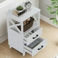 thumbnail image 5 of May in Color Tall Nightstand Set of 2, Bedside Table with X Shaped Design, 2 Large Storage Drawers and Large Open Shelf for Bedroom, Living Room, White, 5 of 11