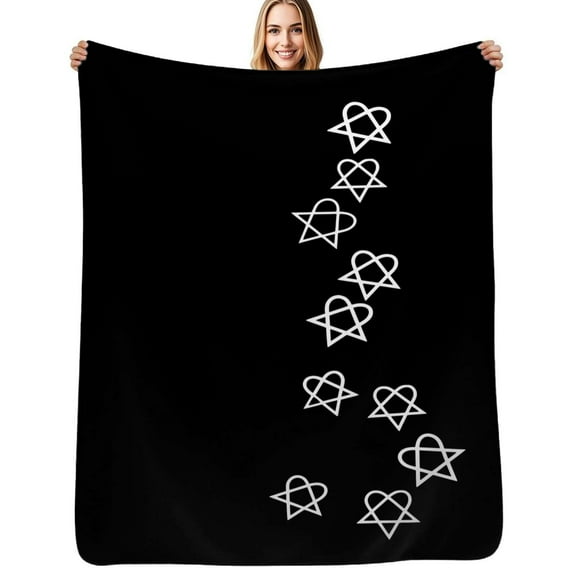 Heartagram Shower Flannel Blanket Warm Soft Bedding Throws Winter Camping Chair Sofa Bed