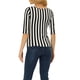 thumbnail image 3 of Camiseta básica de ajuste slim con cuello redondo y mangas de codo para mujer INSPIRE CHIC, estampada, 2XL, negra con rayas verticales, 3 of 6
