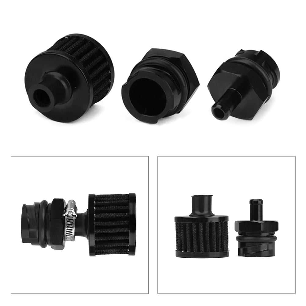 ZS Black Aluminu Valve Cover Oil Cap Breather Fitting w/ Air Filter for