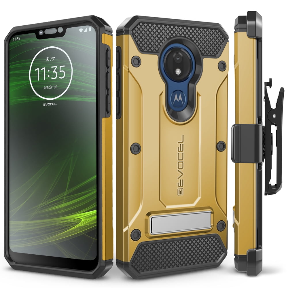 Motorola Moto G7 Power Case, Evocel [Glass Screen Protector] [Belt Clip