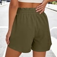 thumbnail image 6 of Cotton Linen Shorts for Women Summer Casual Elastic High Waist Wide Leg Loose Beach Shorts with Pockets, 6 of 7