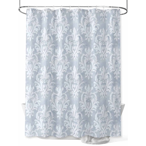 Fsddascl Haze Blue Boho Shower Curtain Set - 48" x 72" Washable Bathtub Curtain with 12 Hooks, Neutral Middle Century Turkish Pattern Waterproof Fabric Stall Shower Curtains for Bathroom/Bathtub