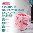 thumbnail image 4 of Sterilite Ultra Wheeled Laundry Basket, 1.7 Bushel with Handles, Pink Frost, 4 Pack, 4 of 11