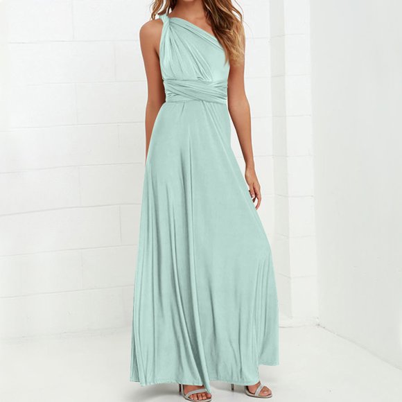 Neewe Ladies Summer Maxi Dress Plain V Neck Sleeveless Strap Ruff Flowy Hem Loose Elegance Daily Dresses