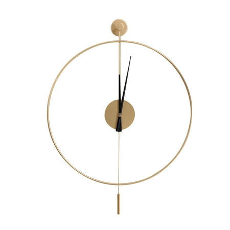 DUYIWAA 20'' Round Wall Clock Classical Large Decorative Wall Clock with Pendulum Modern Non-Ticking Silent Metal Wall Clock