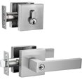 thumbnail image 1 of Juego de manillas para puerta Berlin Modisch Square Nickel Deadbolt, 1 of 5