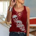 thumbnail image 2 of Camiseta Sin Mangas Para Mujer Tops Sin Mangas Blusa Casual Calavera Gráfico Cool Cordón Cuello en V Odeerbi ODB161630, 2 of 5