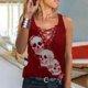 thumbnail image 2 of Camiseta Sin Mangas Para Mujer Tops Sin Mangas Blusa Casual Calavera Gráfico Cool Cordón Cuello en V Odeerbi ODB161628, 2 of 5