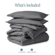 Bare Home Goose Down Alternative Comforter Set, Premium 1800 Collection, with Pillow Shams, 3 Piece Set, Queen, Gray