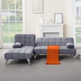 thumbnail image 5 of Gewnee 78.35”L-Shaped Velvet Reversible Sectional Sleeper Sofa,Futon Sofa with Adjustable Split Back & Chaise,Couch for Home,Office and Guest Room.Dark Grey, 5 of 15