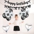 thumbnail image 5 of FL Black Bow Birthday Decorations, Happy Birthday Banner Balloons Hanging Swirls Cake Topper Kit, Bow Tie Themed Party Photo Background Backdrop, 5 of 7