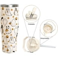 thumbnail image 3 of Halloween Ghost 30oz Tumbler Gifts for Women Girls, Cute Flower Spooky Stainless Steel Insulated Cup, Top Handle and Flip Straw Water Bottle Mug, 3 of 6