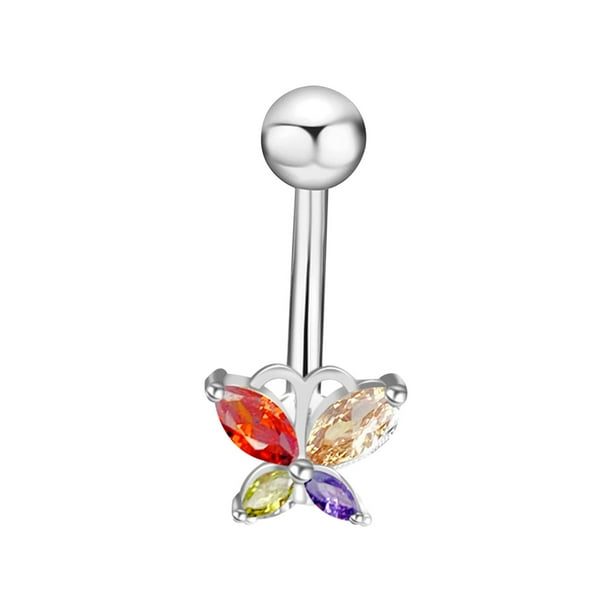 Fiudx Piercing para Ombligo de Acero Inoxidable con Circonitas, Diseño Elegante, Joyería de Moda para Mujer, Regalo para Ella, Fácil de Usar.