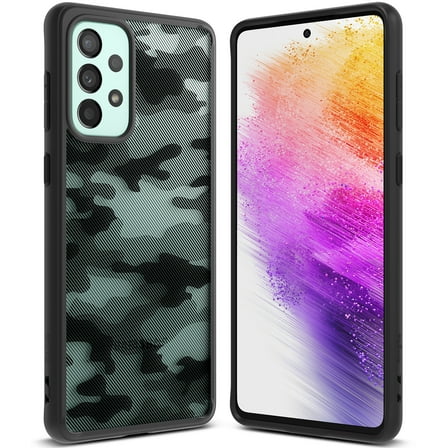 Ringke Fusion Matte Case Compatible with Samsung Galaxy A73, Translucent PC Back TPU Bumper Drop Protection Phone Cover - Camo Black