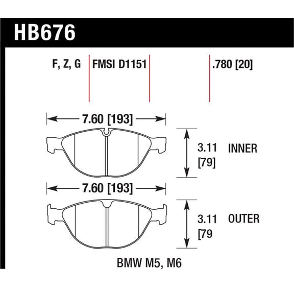 Hawk 06-10 BMW M5/M6 Perf Ceramic Street Front Brake Pads