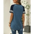 thumbnail image 7 of TEMOFON Womens Shirts Summer Short Sleeve Tops Going Out Tops for Women Color Block Tunic Tops Roundneck Blue Tees Dressy Casual Spring, 7 of 7