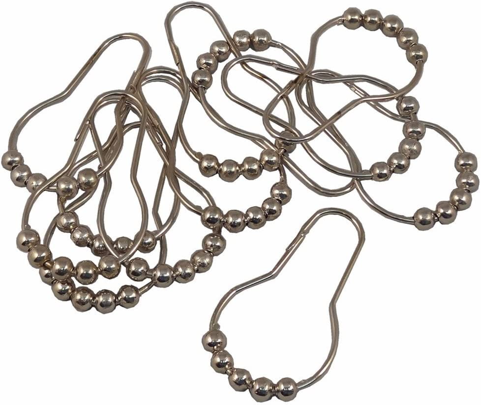 12 Pieces Stainless Steel Shower Curtain Roller Hook Rings, Chrome